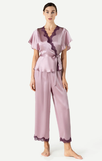 Raquel Feminine Lounge Wrapped Silk PJ Set