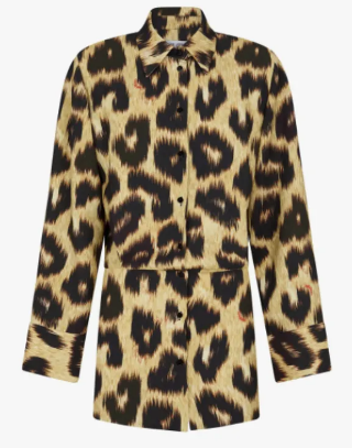 The Attico Leopard Print Mini Shirtdress