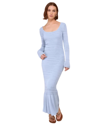 Lulus Crochet Long Sleeve Trumpet Midi Dress