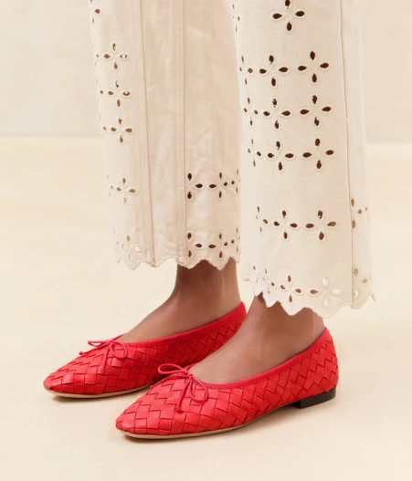 Loeffler Randall Landry Red Woven Ballet Flat